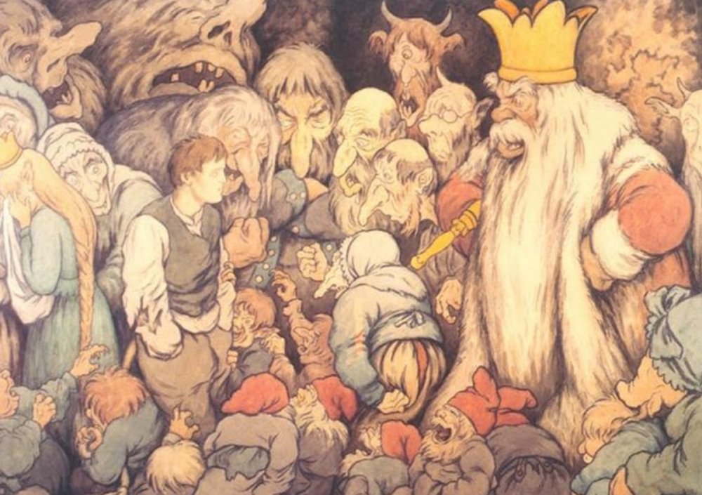 peer gynt hall of the mountain king illustration kittelsen 1890